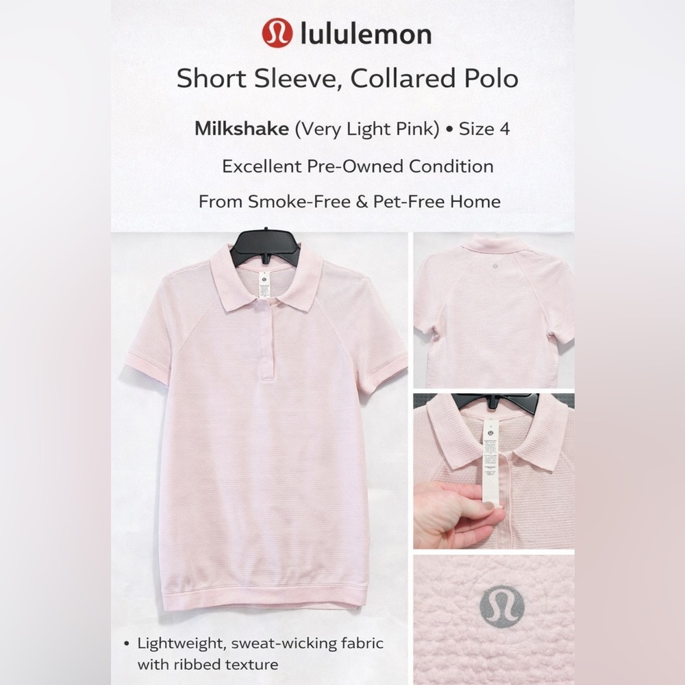 Lululemon Milkshake Short Sleeve Swiftly tech Polo Shirt Size 4